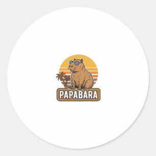 PAPABARA Retro Capybara Dad Vector Design_1 Classic Round Sticker