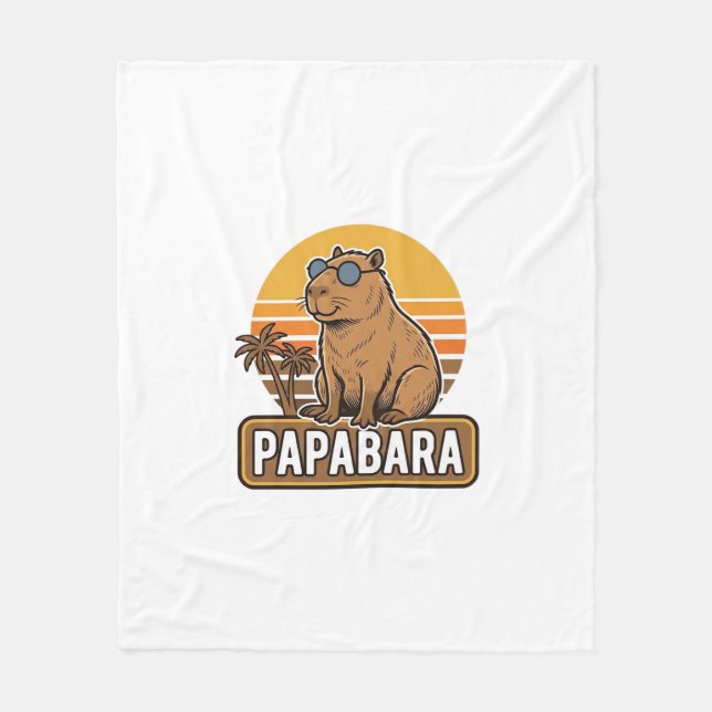 PAPABARA Retro Capybara Dad Vector Design_1 Fleece Blanket (Front)