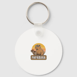 PAPABARA Retro Capybara Dad Vector Design_1 Keychain