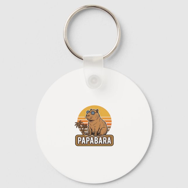 PAPABARA Retro Capybara Dad Vector Design_1 Keychain (Front)