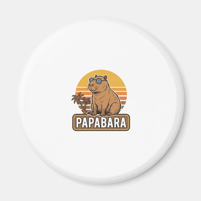 PAPABARA Retro Capybara Dad Vector Design_1 Magnet (Front)