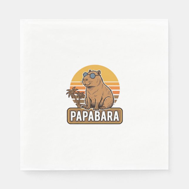 PAPABARA Retro Capybara Dad Vector Design_1 Napkins (Front)
