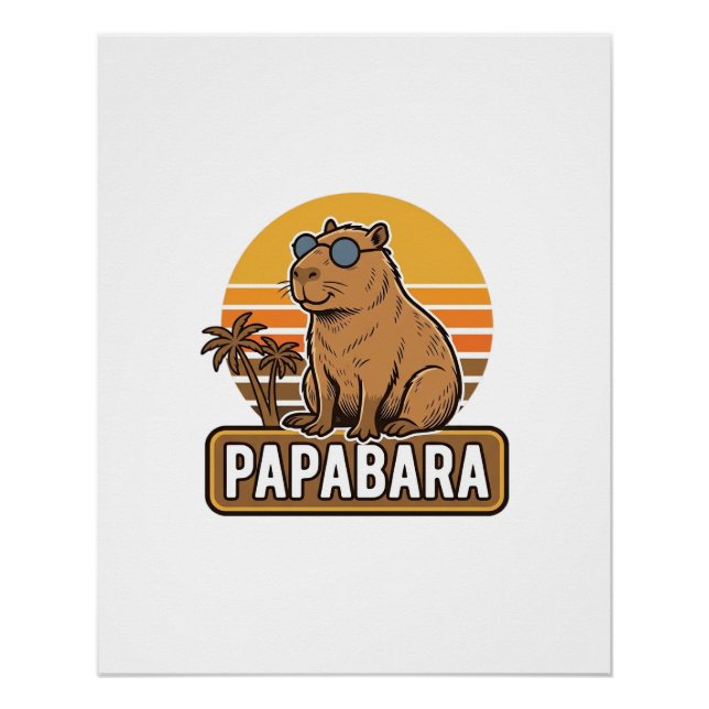 PAPABARA Retro Capybara Dad Vector Design_1 Poster (Front)