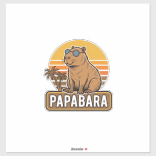 PAPABARA Retro Capybara Dad Vector Design_1 Sticker