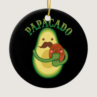 Papacado Vegan Dad Father's Day Fruit Avocado Ceramic Ornament