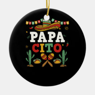 Papacito Family Cinco De Mayo Matching Couple Mexi Ceramic Ornament