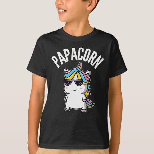 Papacorn Unicorn Dad Rainbow Fathers Day Gift T_Shirt