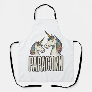 Papacorn Unicorn Dad Vintage Engraving T-Shirt Des Apron
