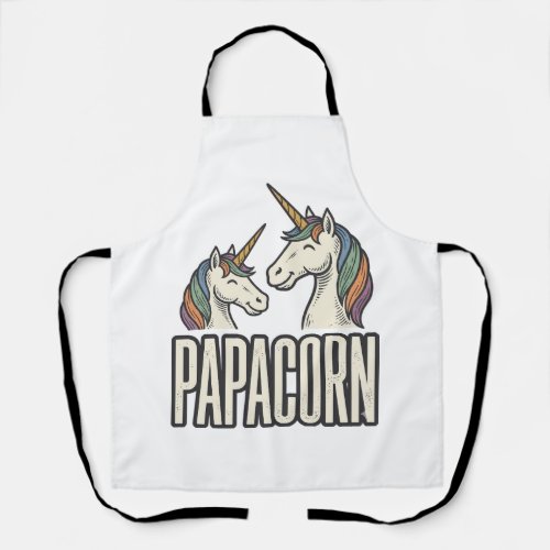 Papacorn Unicorn Dad Vintage Engraving T-Shirt Des Apron