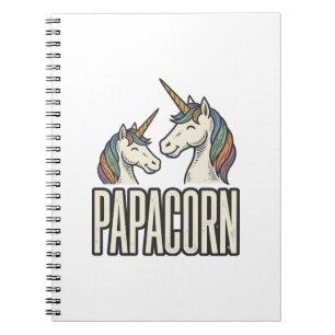 Papacorn Unicorn Dad Vintage Engraving T-Shirt Des Notebook