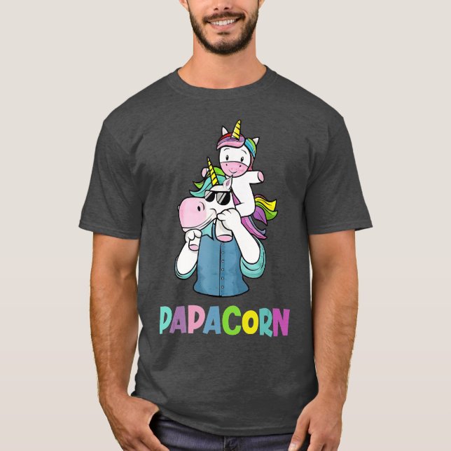 Papacorn Unicorn Fathers Day Gift For Daddy T-Shirt (Front)