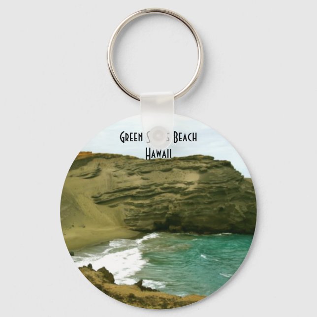Papakolea Green Sand Beach, Hawaii Keychain (Front)