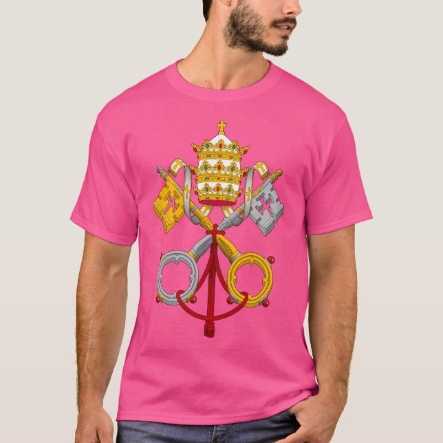Papal Coat Of Arms Crossed Keys T-Shirt (Front)