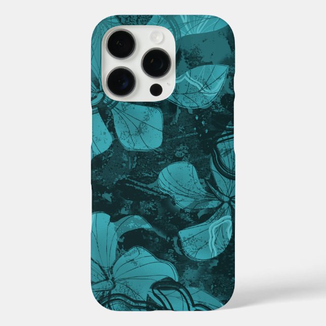 Papaloa Hibiscus Hawaiian Lava Rock Painting Teal Case-Mate iPhone Case (Back)