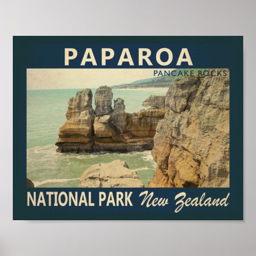 Paparoa National Park New Zealand Vintage  Poster