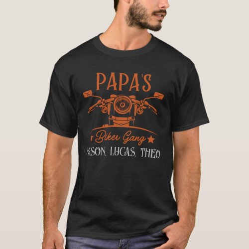 Papas Biker Gang Personalized Grandkid Names T_Shirt