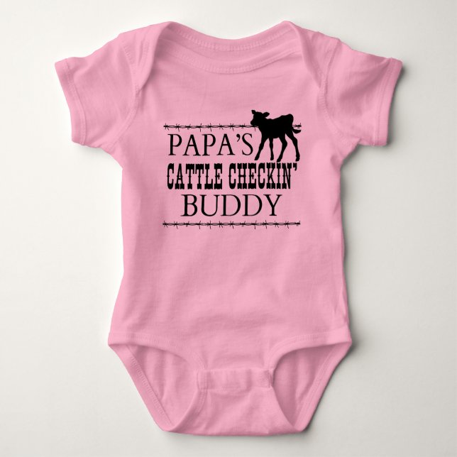 PAPA'S CATTLE CHECKING BUDDY BABY BODYSUIT (Front)