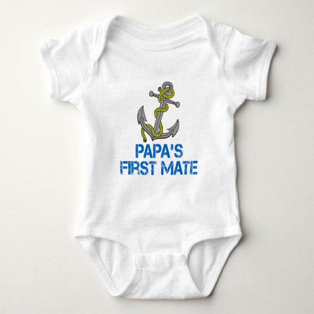 Papa's First Mate Baby Bodysuit (Front)