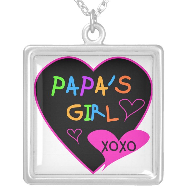 Papa's Girl Tees, Hats, Mugs, Buttons, clothing Silver Plated Necklace (Front)