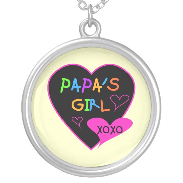 Papa's Girl Tees, Hats, Mugs, Buttons, clothing Silver Plated Necklace (Front)