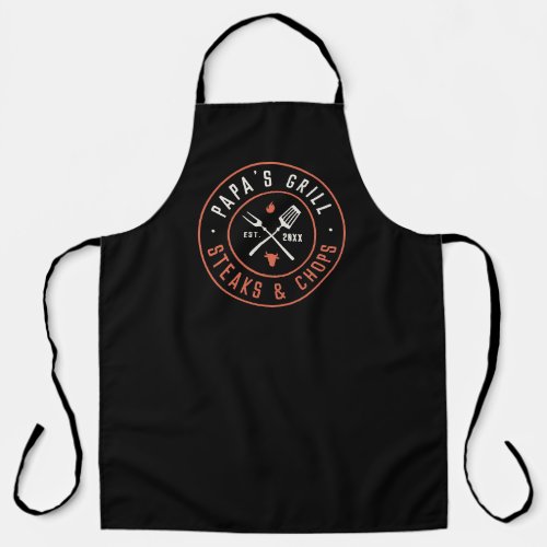 Papas Grill Personalized Year Established Apron