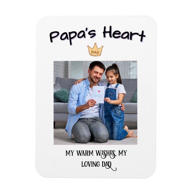 Papa's Heart - Personalized First Father's Day Pho Magnet (Vertical)