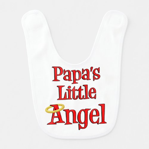 Papas Little Angel Cute Baby Grandchild Bib