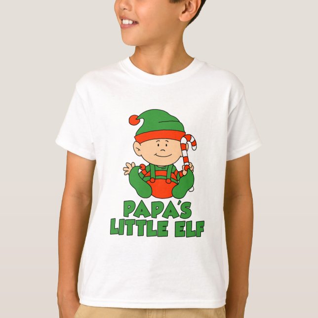 Papa's LIttle Elf Cute Cartoon T-Shirt (Front)
