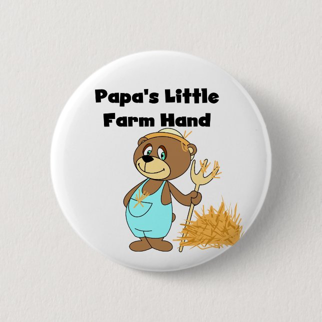 Papa's Little Farm Hand Tshirts and Gifts Button (Front)