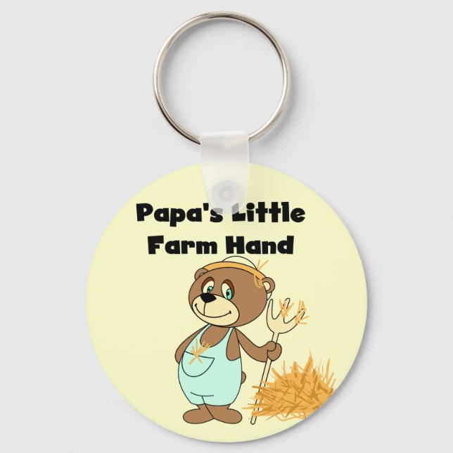 Papa's Little Farm Hand Tshirts and Gifts Keychain (Front)