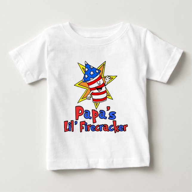 Papa's Little Firecracker Baby T-Shirt (Front)