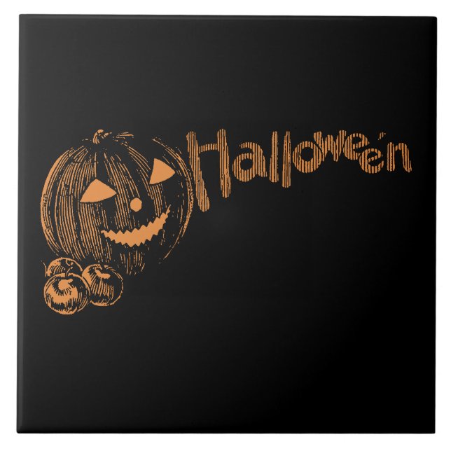 Papa's Posse of Halloween Jack o Lanterns  Ceramic Tile (Front)