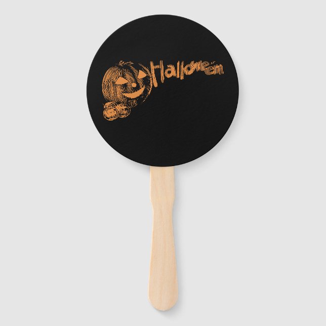 Papa's Posse of Halloween Jack o Lanterns  Hand Fan (Front)