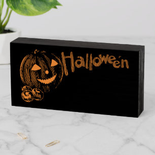 Papa's Posse of Halloween Jack o Lanterns Wooden Box Sign