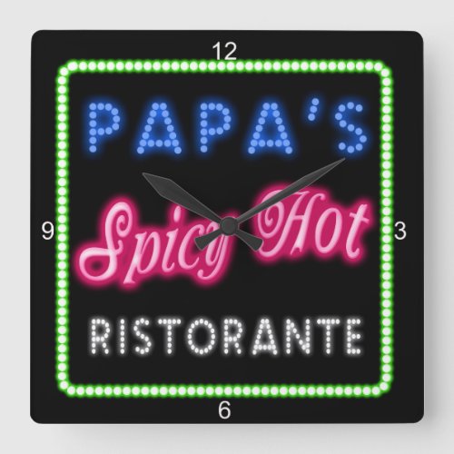 Papas Spicy Hot Ristorante ID235 Square Wall Clock