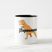 Papasaurus Dad Birthday Fathers Day Two-Tone Coffee Mug