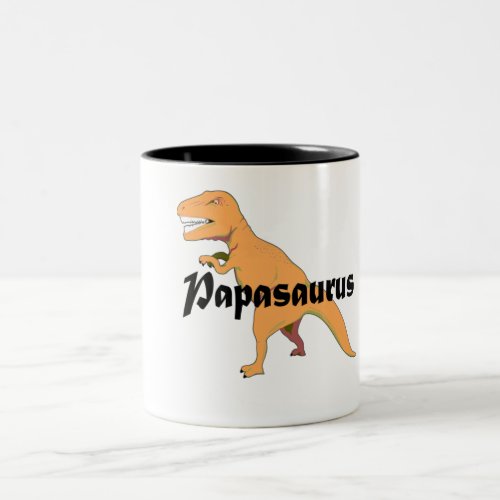 Papasaurus Dad Birthday Fathers Day Two_Tone Coffee Mug