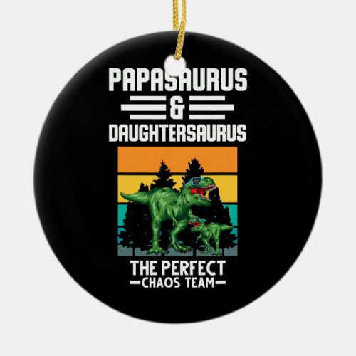 Papasaurus Daughtersaurus chaos team Dinosaur  Ceramic Ornament