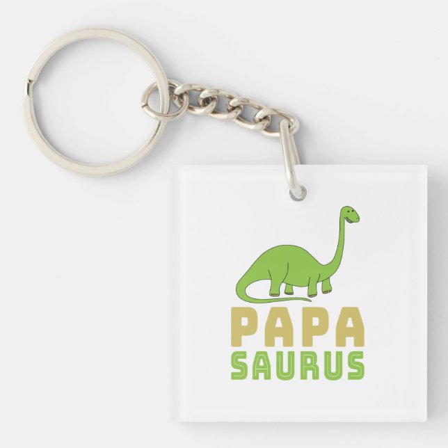 Papasaurus Dinosaur Brontosaurus Father's Day Keychain (Front)