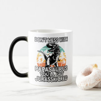 Papasaurus Retro Vintage T Rex Papa Saurus Mens  Color Morph Mug