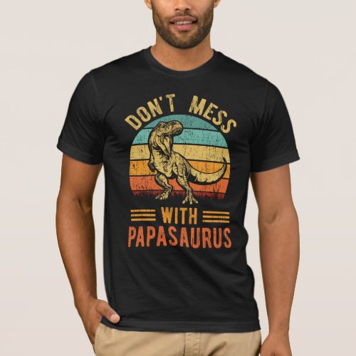 Papasaurus Retro Vintage T Rex Papa Saurus Mens T_Shirt