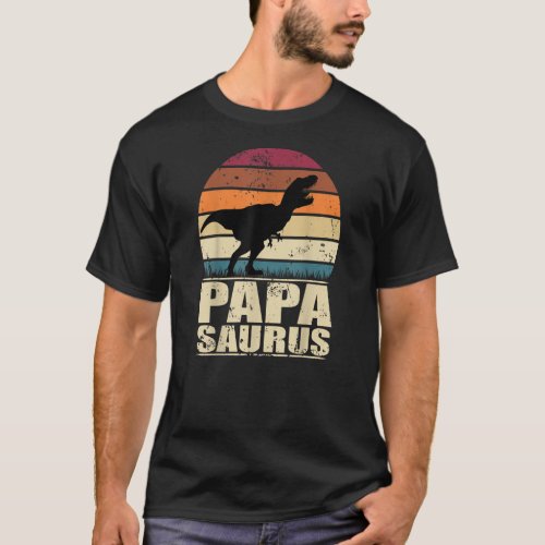 Papasaurus Rex Dino Daddy Family Dad Dinosaur T_Shirt