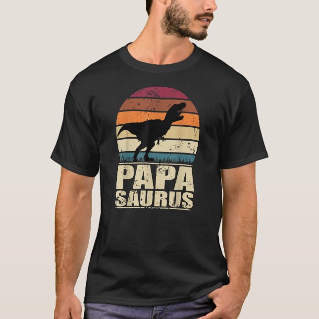 Papasaurus Rex Dino Daddy Family Dad Dinosaur T-Shirt (Front)