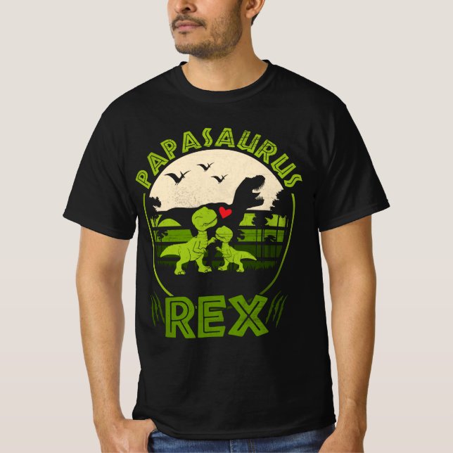 Papasaurus Rex Father's Day Birthday Funny Cool T-Shirt (Front)