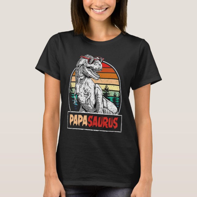 Papasaurus Rex Sunglasses Dino saur  Papa Saurus T-Shirt (Front)