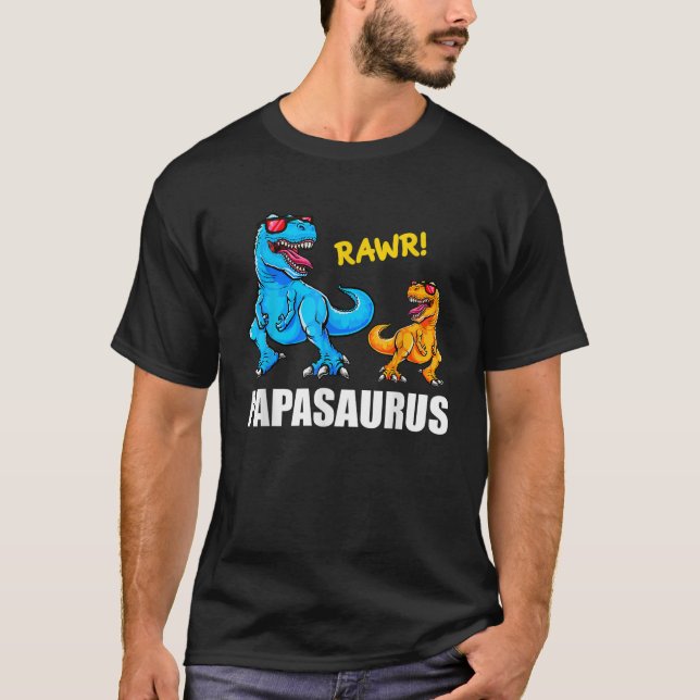 Papasaurus Shirt Papa Dinosaur Shirt Daddy Dad Fat (Front)