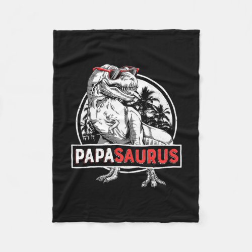 Papasaurus T Rex Dinosaur Funny Papa Saurus Fleece Blanket