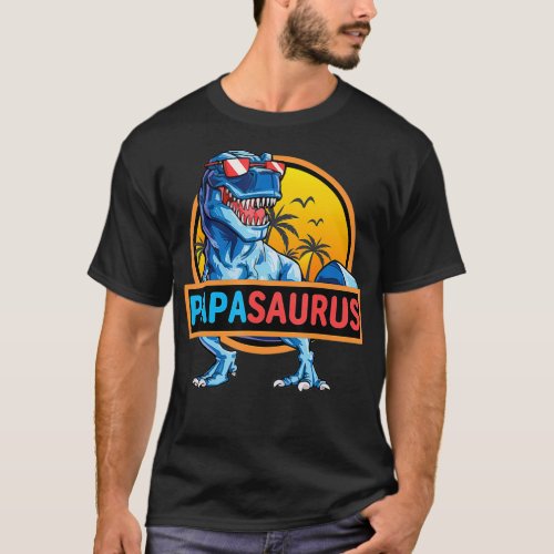 Papasaurus Tre Dinosaur Funny Papa Saurus Fathers T_Shirt