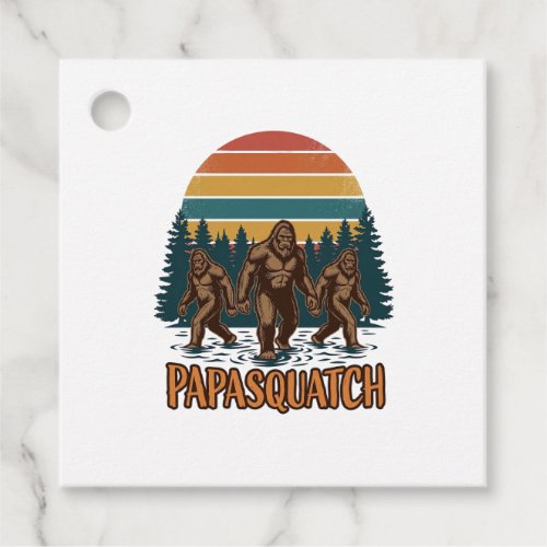 Papasquatch Bigfoot Vintage Sunset Vector Design_1 Favor Tags