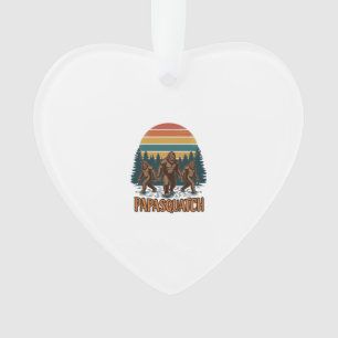 Papasquatch Bigfoot Vintage Sunset Vector Design_1 Ornament
